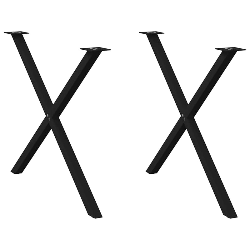 Picioare de masă în formă de X, 2 buc., negru, 90x(72-73) cm, oțel