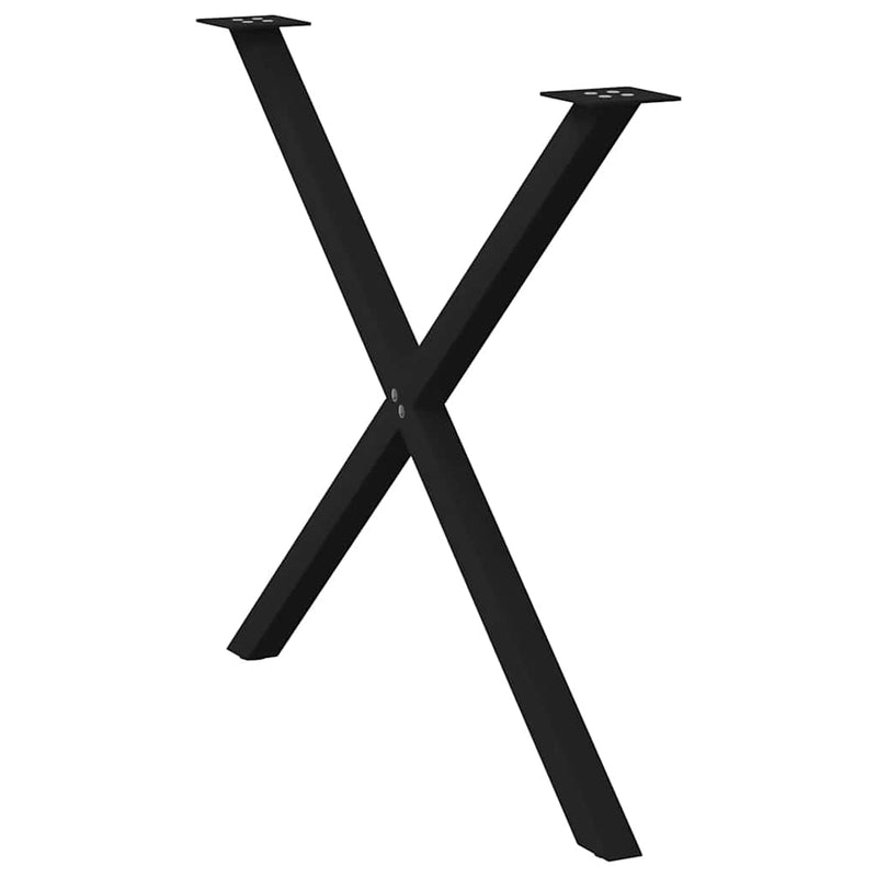 Picioare de masă în formă de X, 2 buc., negru, 90x(72-73) cm, oțel