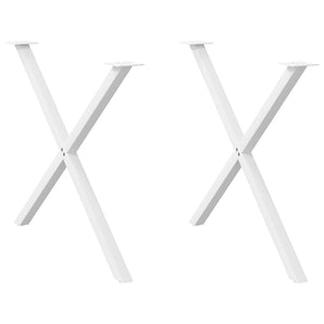 Picioare de masă în formă de X, 2 buc., alb, 90x(72-73) cm, oțel