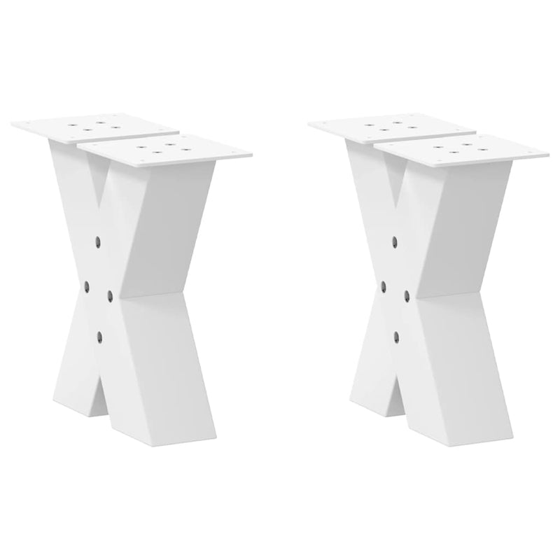 Picioare pentru măsuță de cafea în formă de X, 2 buc., alb, 30x(30-31) cm, oțel