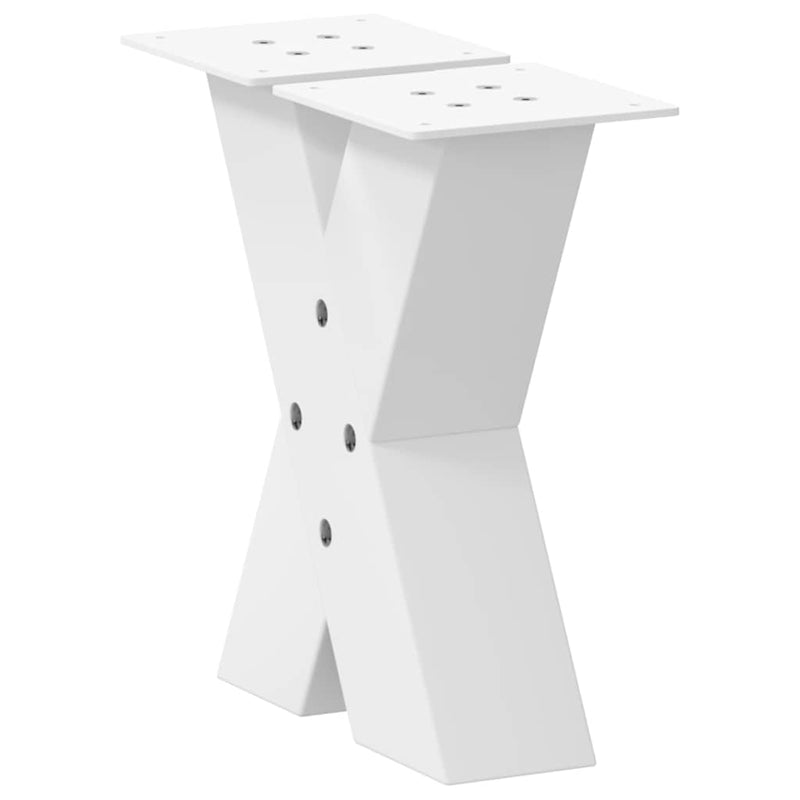 Picioare pentru măsuță de cafea în formă de X, 2 buc., alb, 30x(30-31) cm, oțel