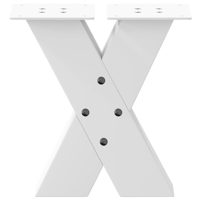 Picioare pentru măsuță de cafea în formă de X, 2 buc., alb, 30x(30-31) cm, oțel