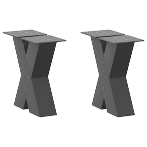 Picioare pentru măsuță de cafea în formă de X, 2 buc., antracit, 30x(30-31) cm, oțel