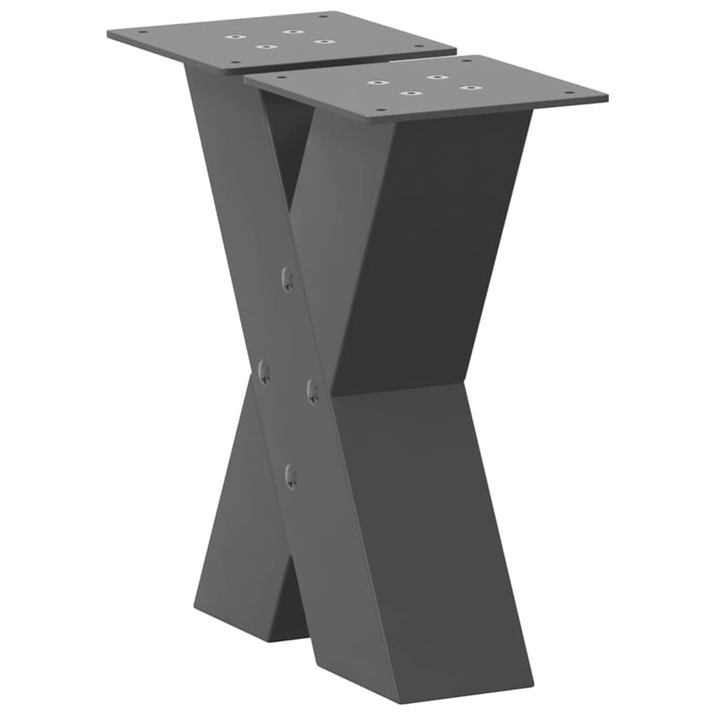 Picioare pentru măsuță de cafea în formă de X, 2 buc., antracit, 30x(30-31) cm, oțel