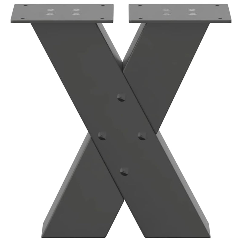 Picioare pentru măsuță de cafea în formă de X, 2 buc., antracit, 30x(30-31) cm, oțel