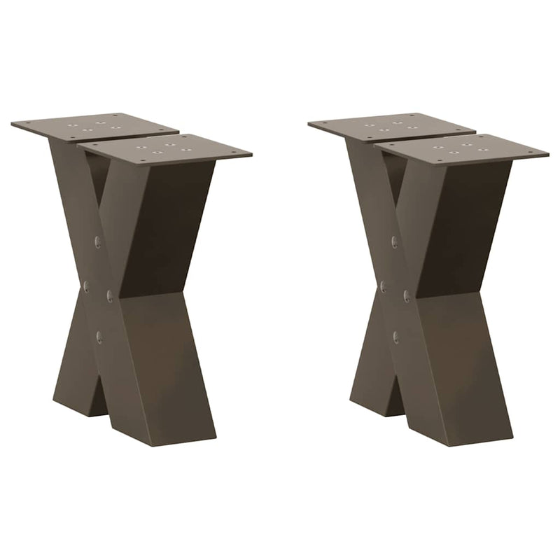 Picioare pentru măsuță de cafea în formă de X, 2 buc., oțel natural, 30x(30-31) cm
