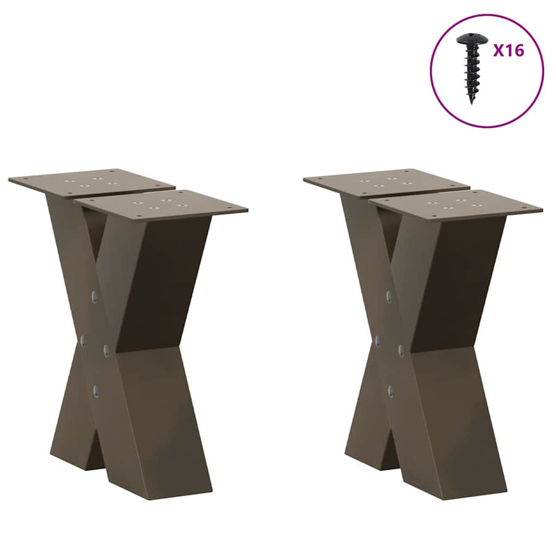Picioare pentru măsuță de cafea în formă de X, 2 buc., oțel natural, 30x(30-31) cm