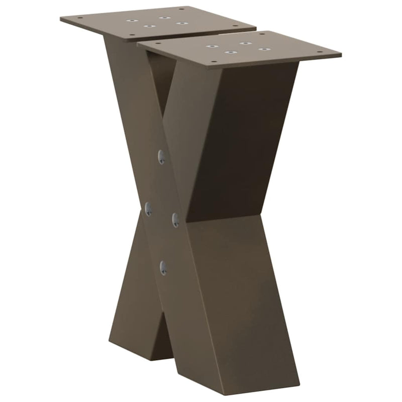 Picioare pentru măsuță de cafea în formă de X, 2 buc., oțel natural, 30x(30-31) cm