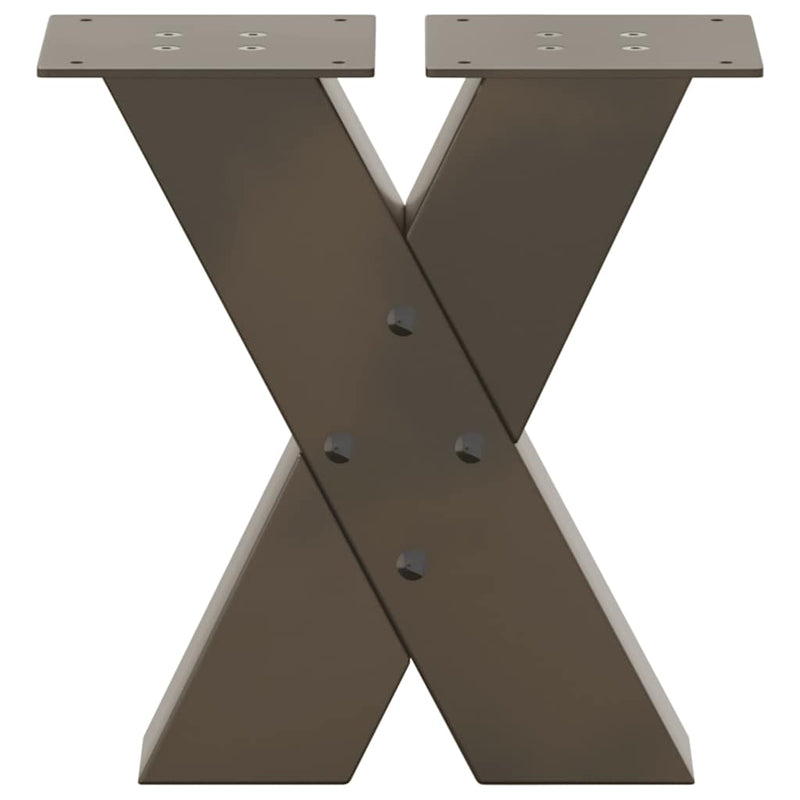 Picioare pentru măsuță de cafea în formă de X, 2 buc., oțel natural, 30x(30-31) cm
