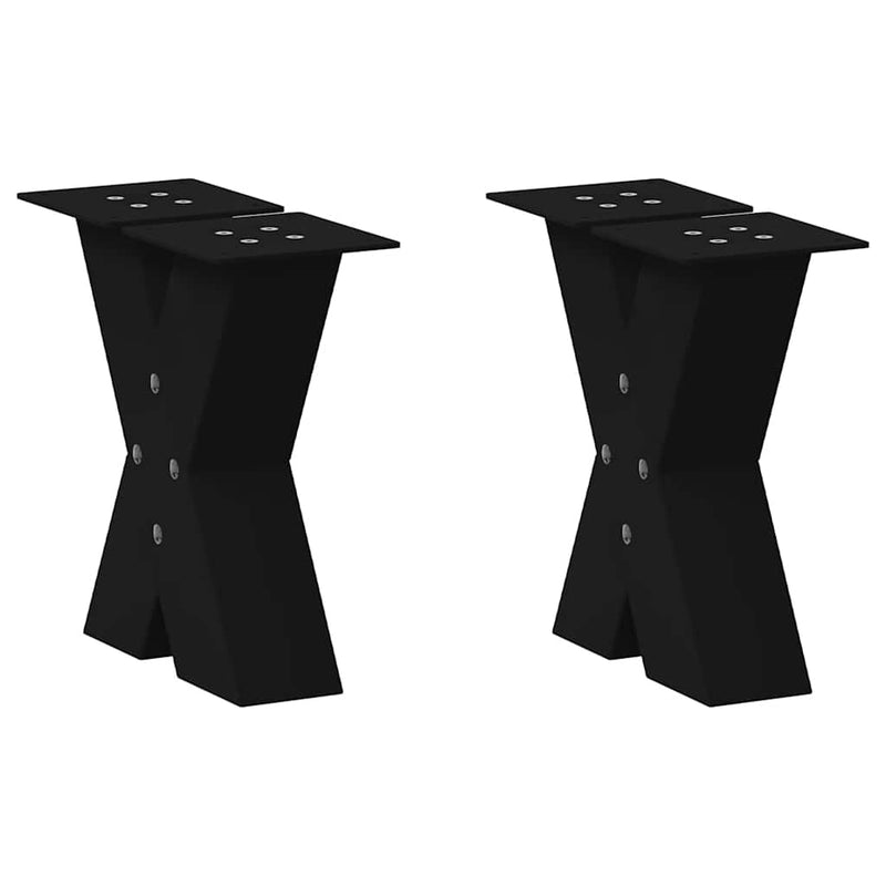 Picioare pentru măsuță de cafea în formă de X, 2 buc., negru, 40x(30-31) cm, oțel