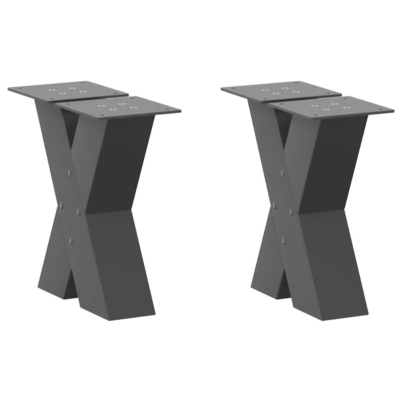 Picioare pentru măsuță de cafea în formă de X, 2 buc., antracit, 40x(30-31) cm, oțel