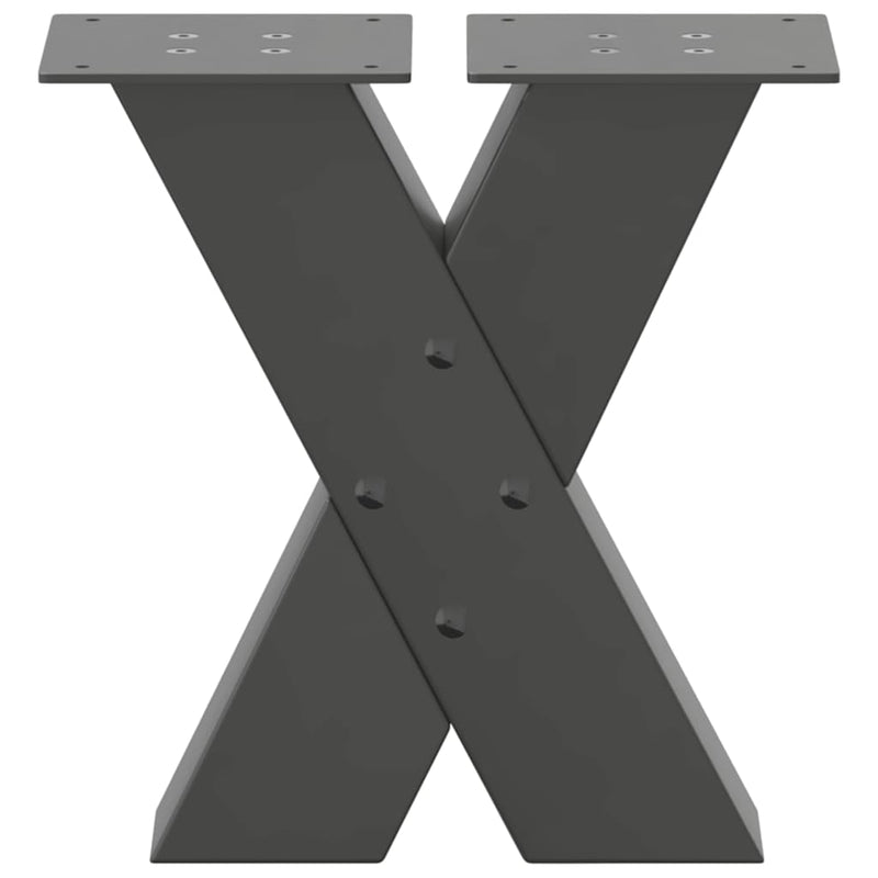 Picioare pentru măsuță de cafea în formă de X, 2 buc., antracit, 40x(30-31) cm, oțel