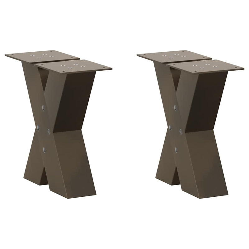 Picioare pentru măsuță de cafea în formă de X, 2 buc., oțel natural, 40x(30-31) cm