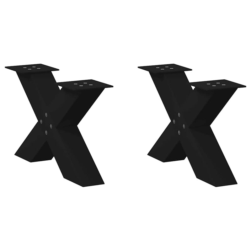 Picioare pentru măsuță de cafea în formă de X, 2 buc., negru, 50x(30-31) cm, oțel