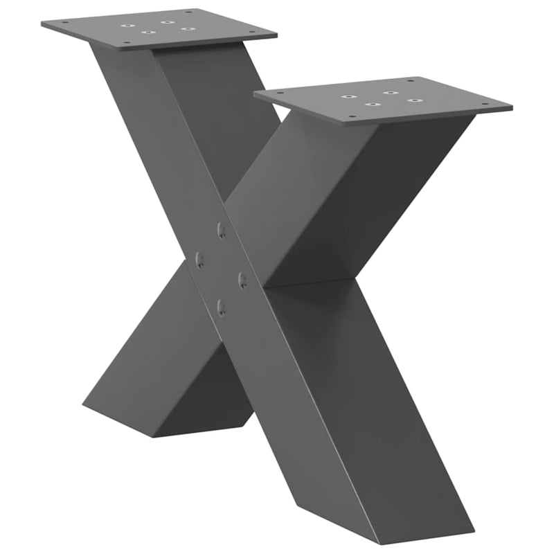 Picioare pentru măsuță de cafea în formă de X, 2 buc., antracit, 60x(30-31) cm, oțel