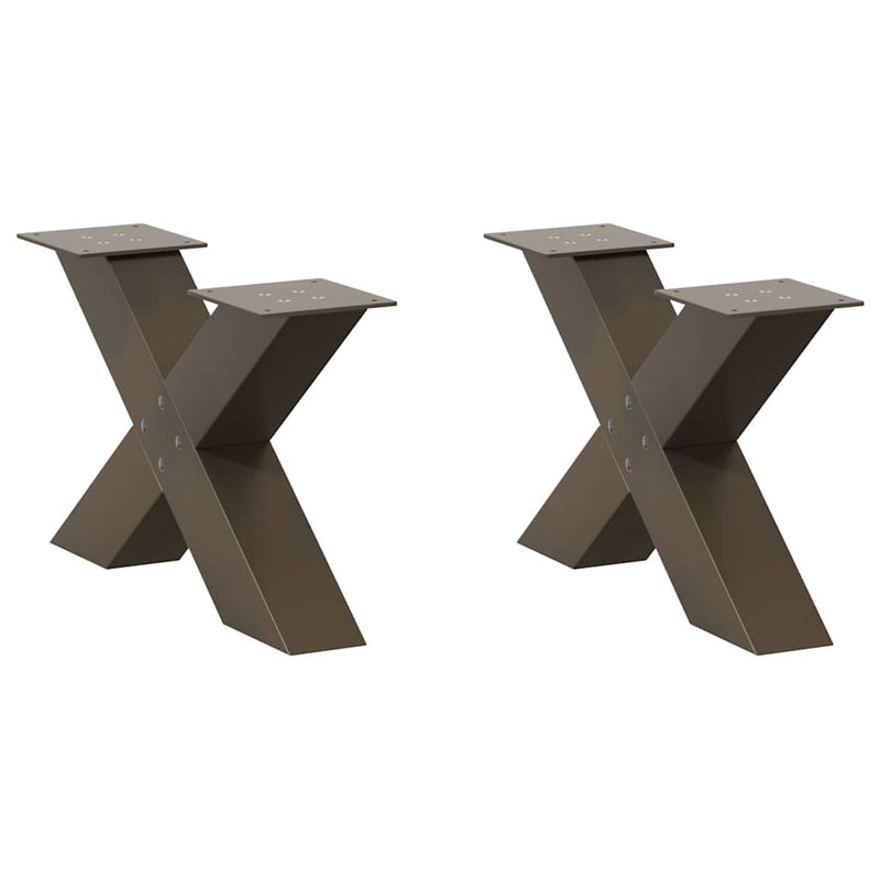 Picioare pentru măsuță de cafea în formă de X, 2 buc., oțel natural, 60 x (30-31) cm