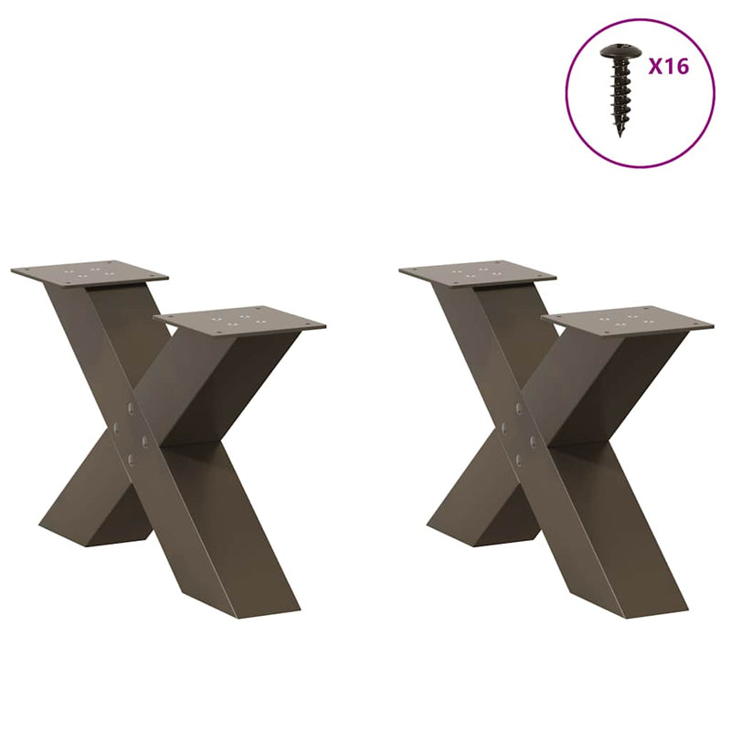 Picioare pentru măsuță de cafea în formă de X, 2 buc., oțel natural, 60 x (30-31) cm