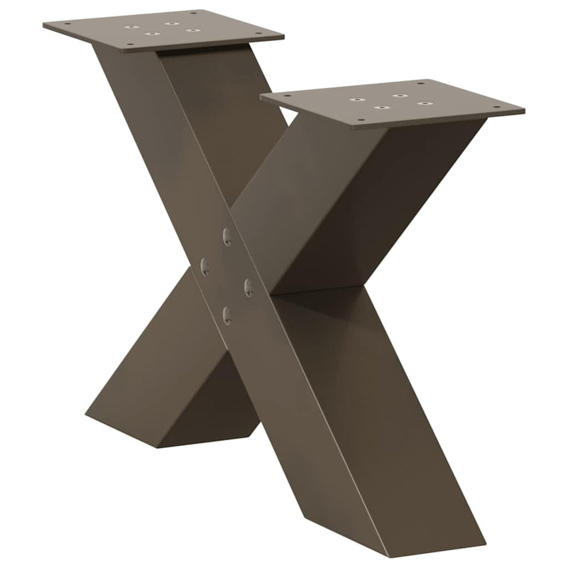 Picioare pentru măsuță de cafea în formă de X, 2 buc., oțel natural, 60 x (30-31) cm