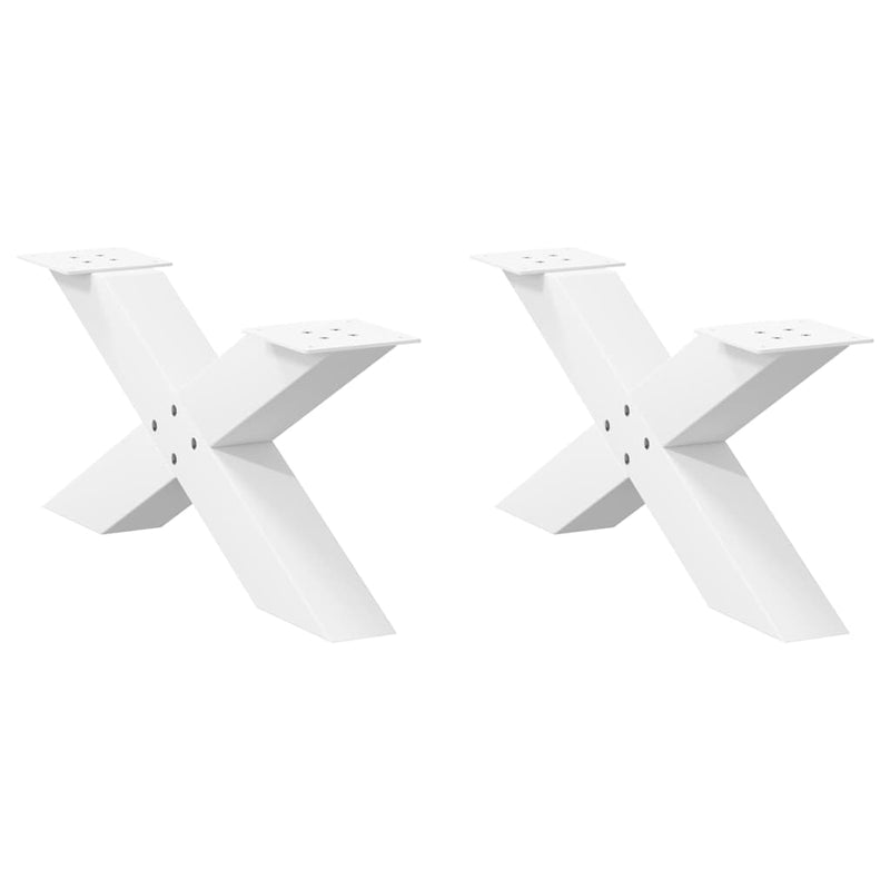 Picioare pentru măsuță de cafea în formă de X, 2 buc., alb, 70x(30-31) cm, oțel