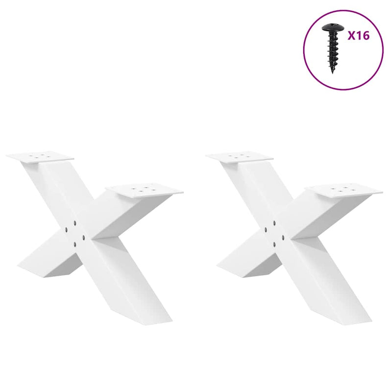 Picioare pentru măsuță de cafea în formă de X, 2 buc., alb, 70x(30-31) cm, oțel