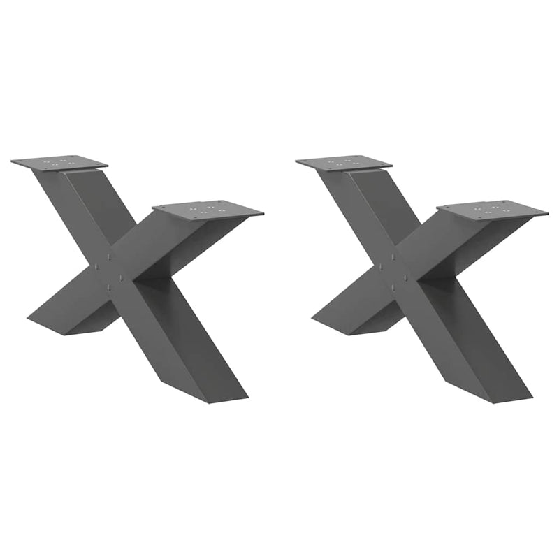 Picioare pentru măsuță de cafea în formă de X, 2 buc., antracit, 70x(30-31) cm, oțel