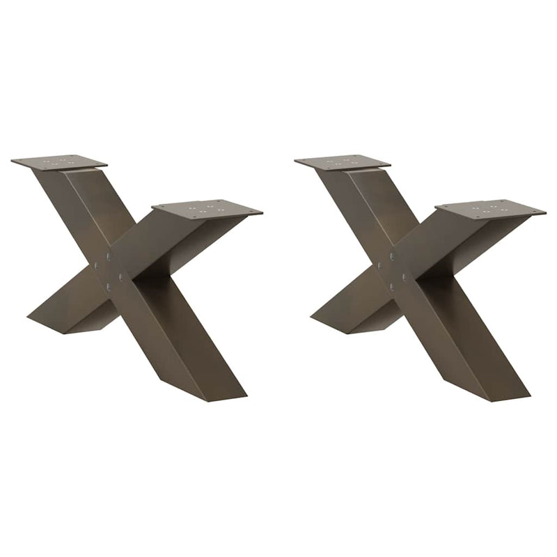 Picioare pentru masă de cafea în formă de X, 2 buc., oțel natural, 70x(30-31) cm