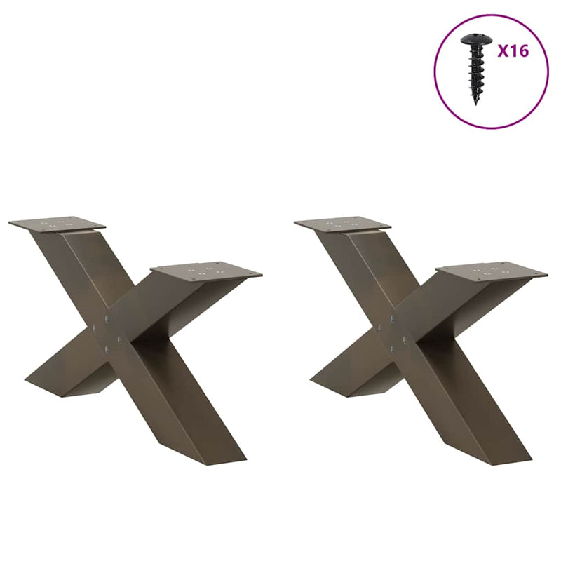 Picioare pentru masă de cafea în formă de X, 2 buc., oțel natural, 70x(30-31) cm