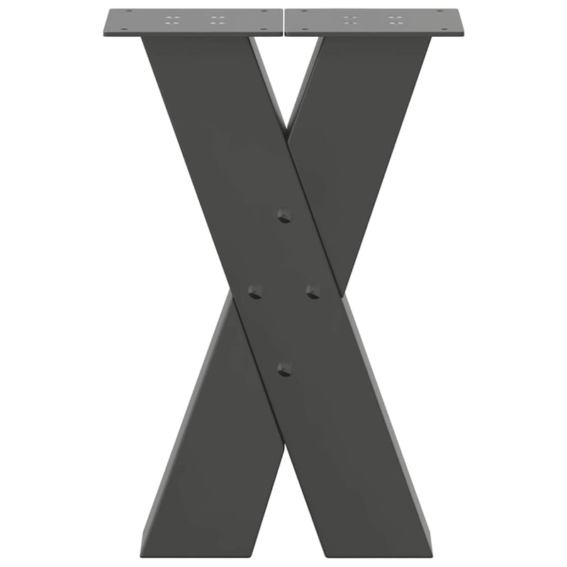 Picioare pentru măsuță de cafea în formă de X, 2 buc., antracit, 28x(42-43) cm, oțel