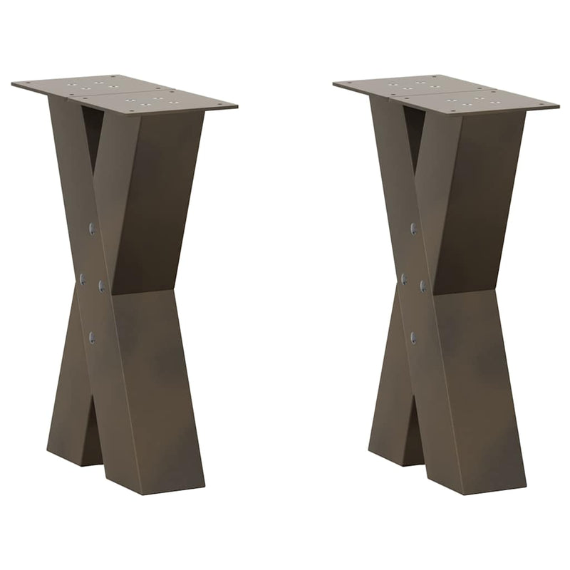 Picioare pentru masă de cafea în formă de X, 2 buc., oțel natural, 28x(42-43) cm