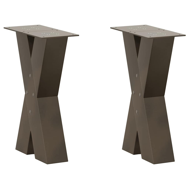 Picioare pentru masă de cafea în formă de X, 2 buc., oțel natural, 38x(42-43) cm