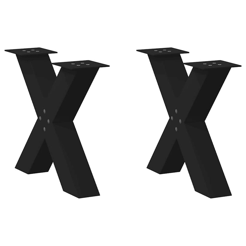 Picioare pentru măsuță de cafea în formă de X, 2 buc., negru, 60x(42-43) cm, oțel