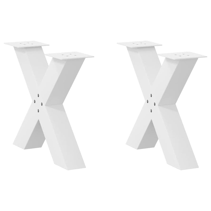 Picioare pentru măsuță de cafea în formă de X, 2 buc., alb, 60x(42-43) cm, oțel
