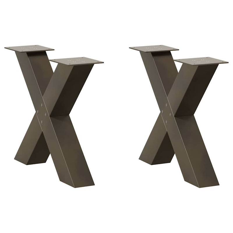 Picioare pentru masă de cafea în formă de X, 2 buc., oțel natural, 60 x (42-43) cm