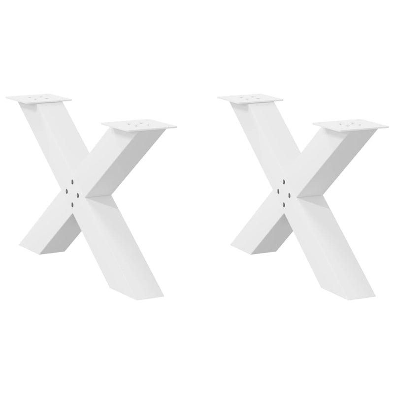 Picioare pentru măsuță de cafea în formă de X, 2 buc., alb, 70x(42-43) cm, oțel
