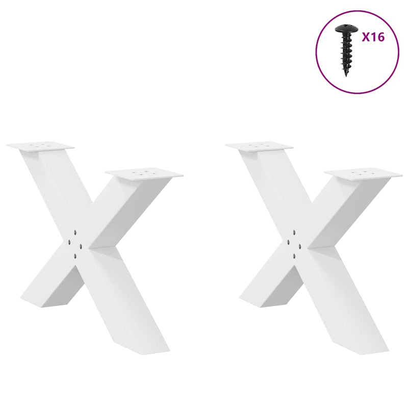 Picioare pentru măsuță de cafea în formă de X, 2 buc., alb, 70x(42-43) cm, oțel
