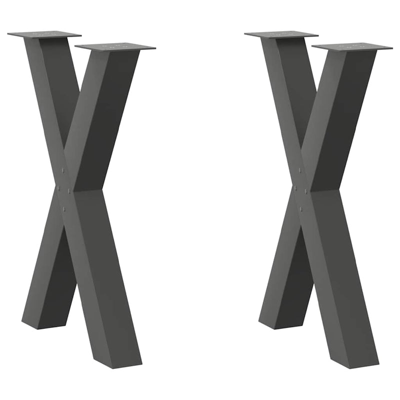 Picioare de masă în formă de X, 2 buc., antracit, 50x(72-73) cm, oțel