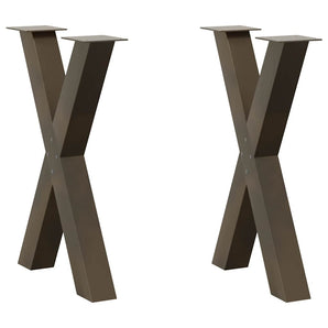 Picioare de masă în formă de X, 2 buc., oțel natural, 50x(72-73) cm