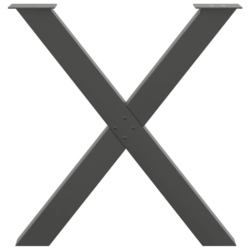Picioare de masă în formă de X, 2 buc., antracit, 80x(72-73) cm, oțel