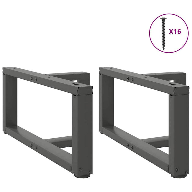Picioare pentru măsuță de cafea în formă de T, 2 buc., antracit, 60x25x(30-31) cm, oțel