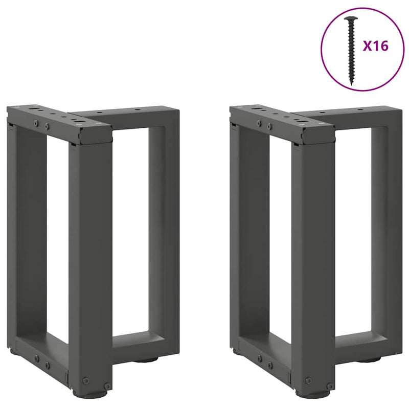 Picioare pentru măsuță de cafea în formă de T, 2 buc., antracit, 28x25x(42-43) cm, oțel