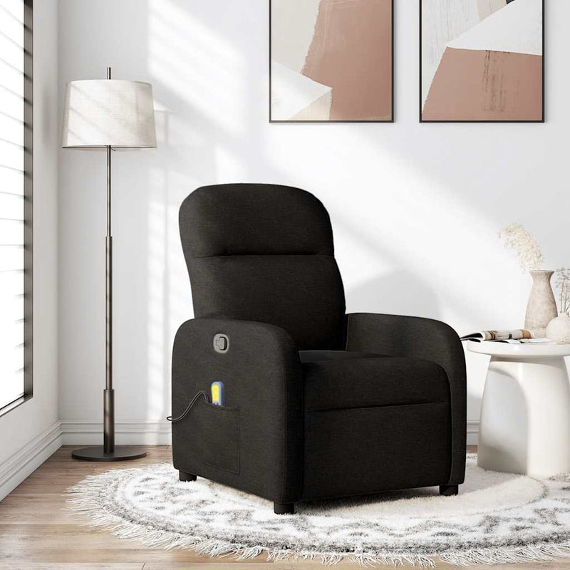 Fotoliu de masaj rabatabil, negru, material textil