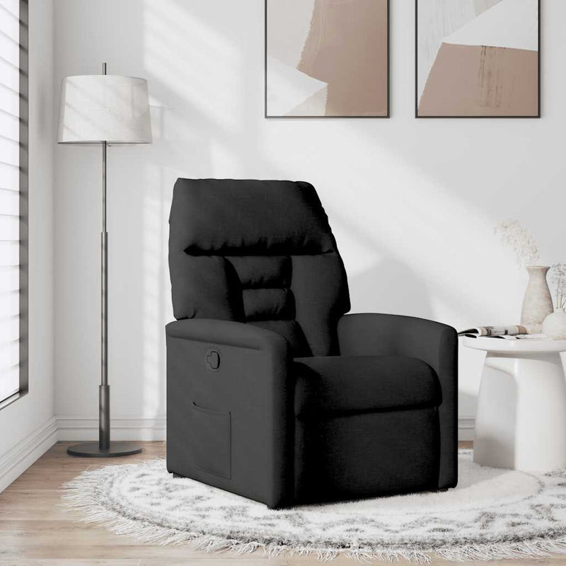 Fotoliu de masaj rabatabil, negru, material textil