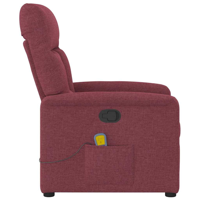 Fotoliu de masaj rabatabil, roșu vin, material textil