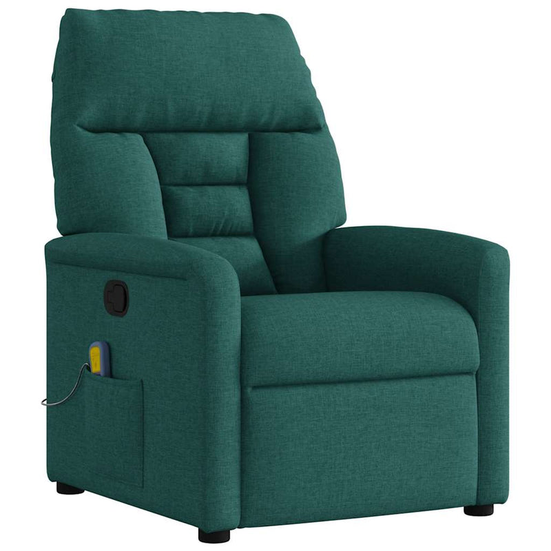 Fotoliu de masaj rabatabil, verde închis, material textil