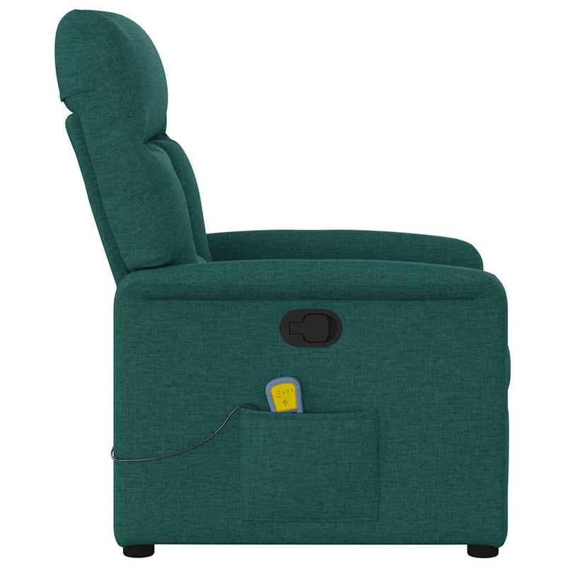 Fotoliu de masaj rabatabil, verde închis, material textil