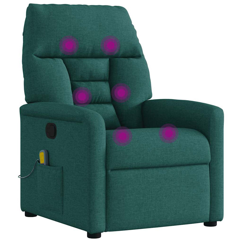 Fotoliu de masaj rabatabil, verde închis, material textil