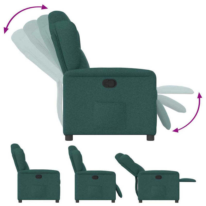 Fotoliu rabatabil, verde închis, material textil
