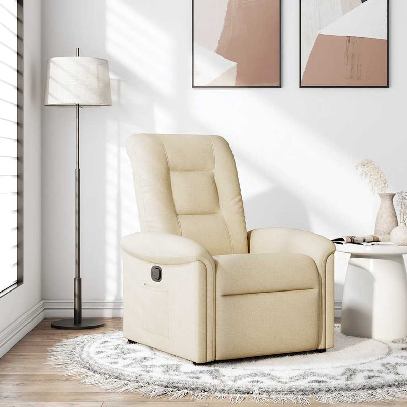 Fotoliu rabatabil, crem, material textil