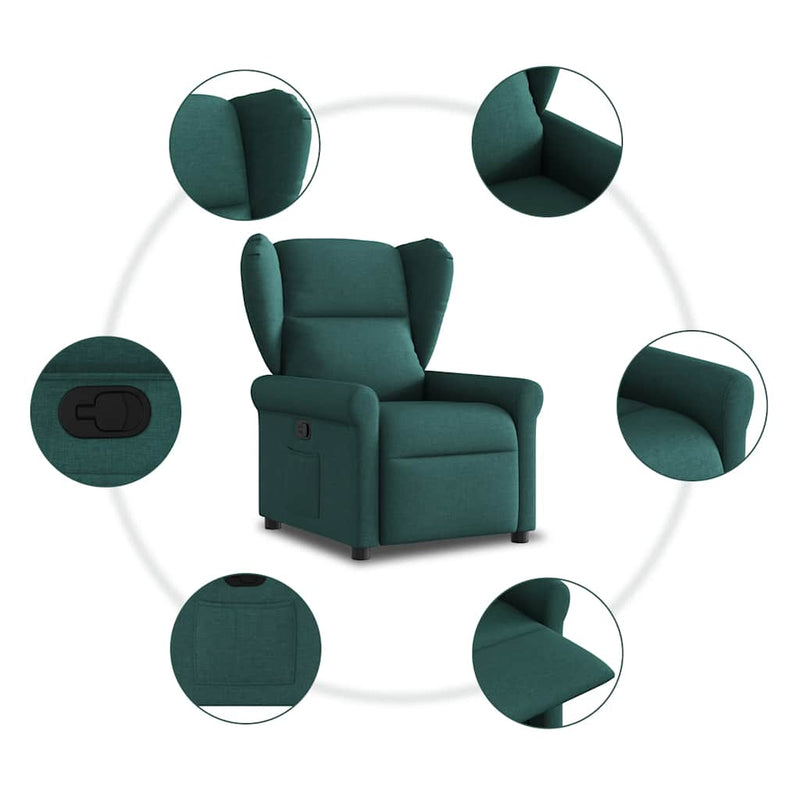 Fotoliu rabatabil, verde închis, material textil