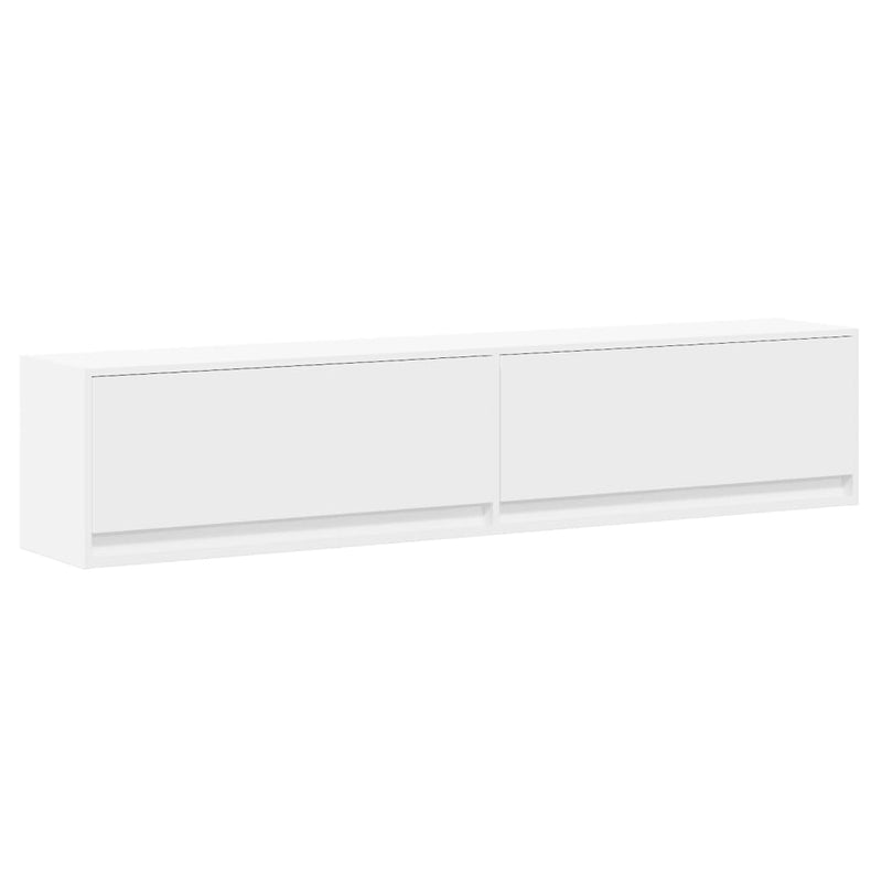 Comodă TV de perete cu lumini LED, alb, 180x31x38 cm
